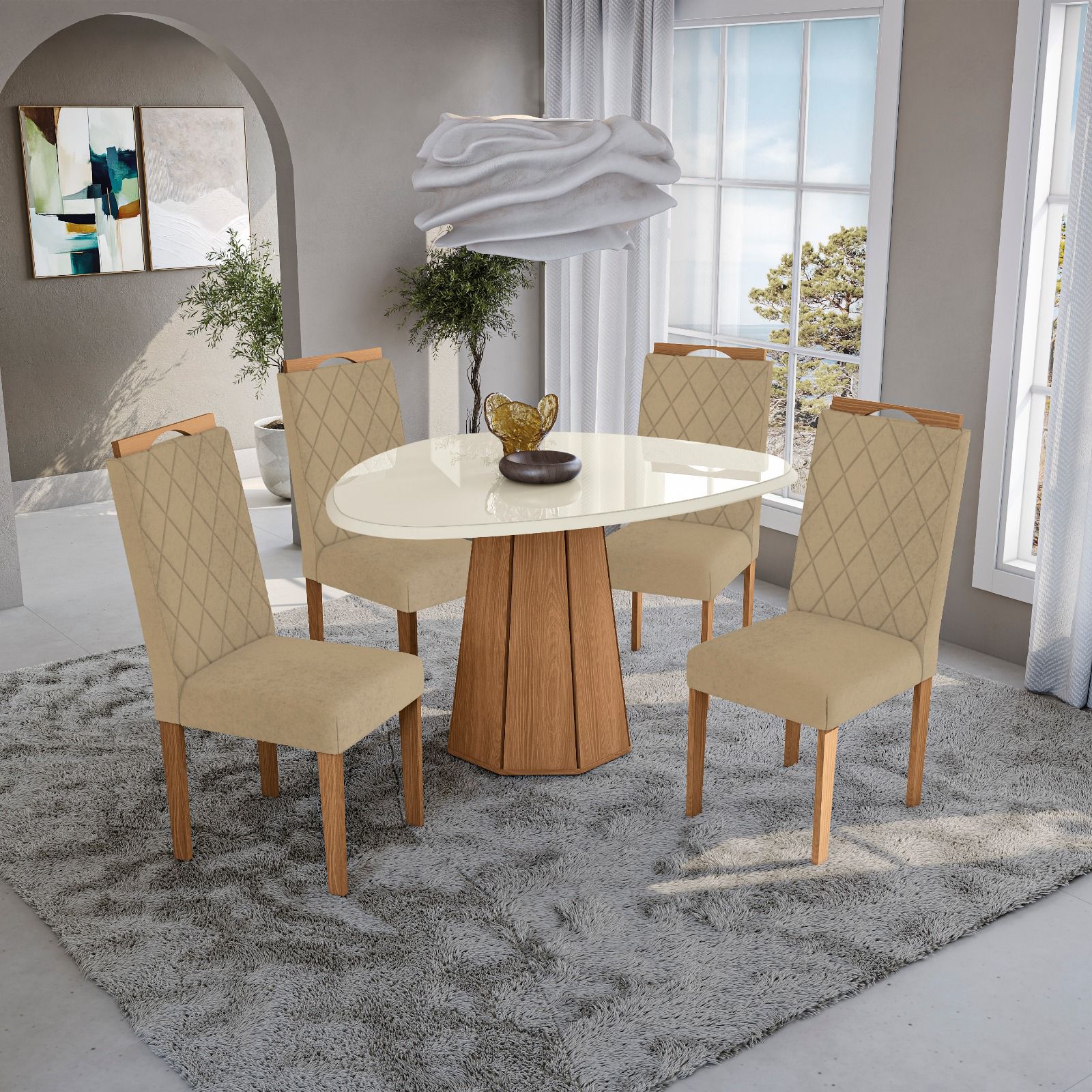 Foto do produto Conjunto de Mesa tampo Orgânico Kappesberg